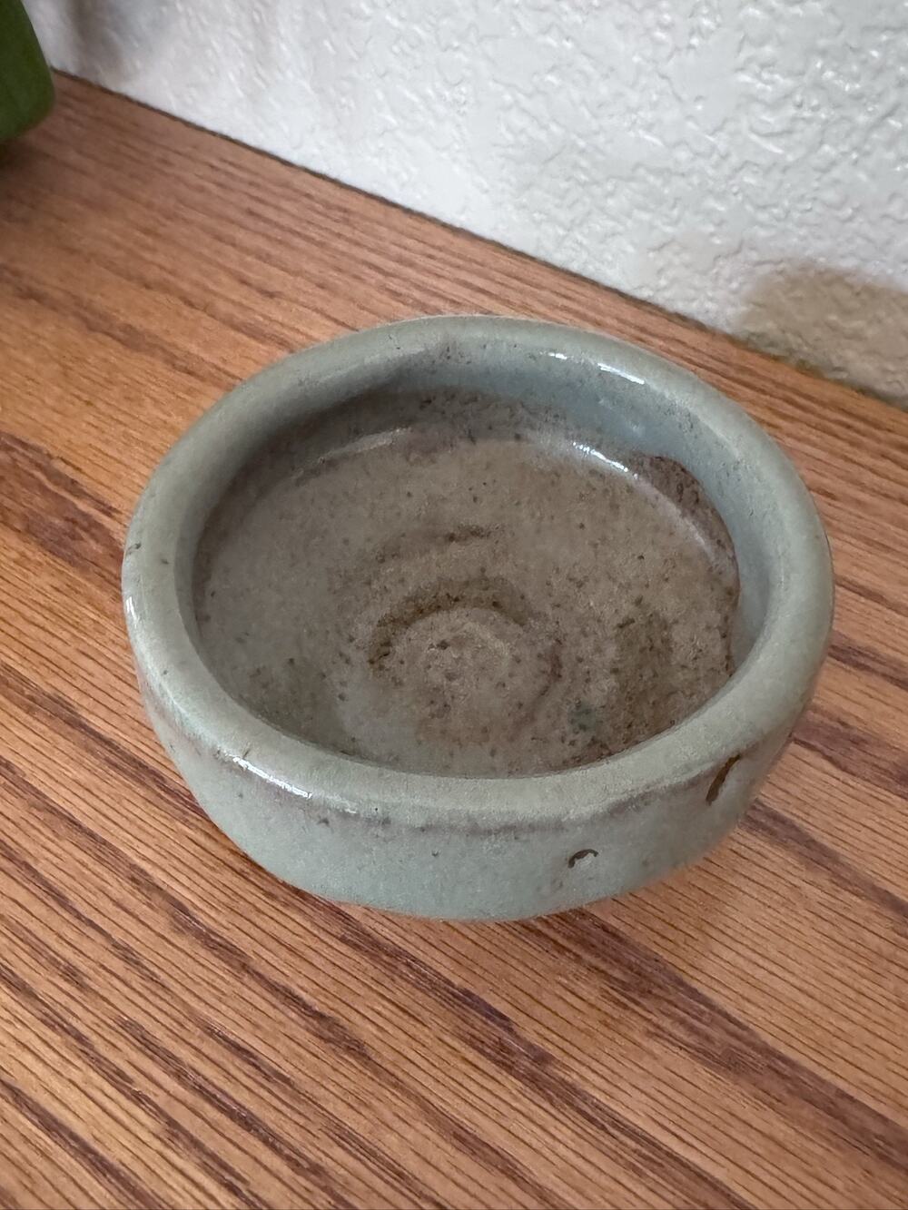 Handmade Round Ceramic Small Bowl Cup Rustic Muted Green